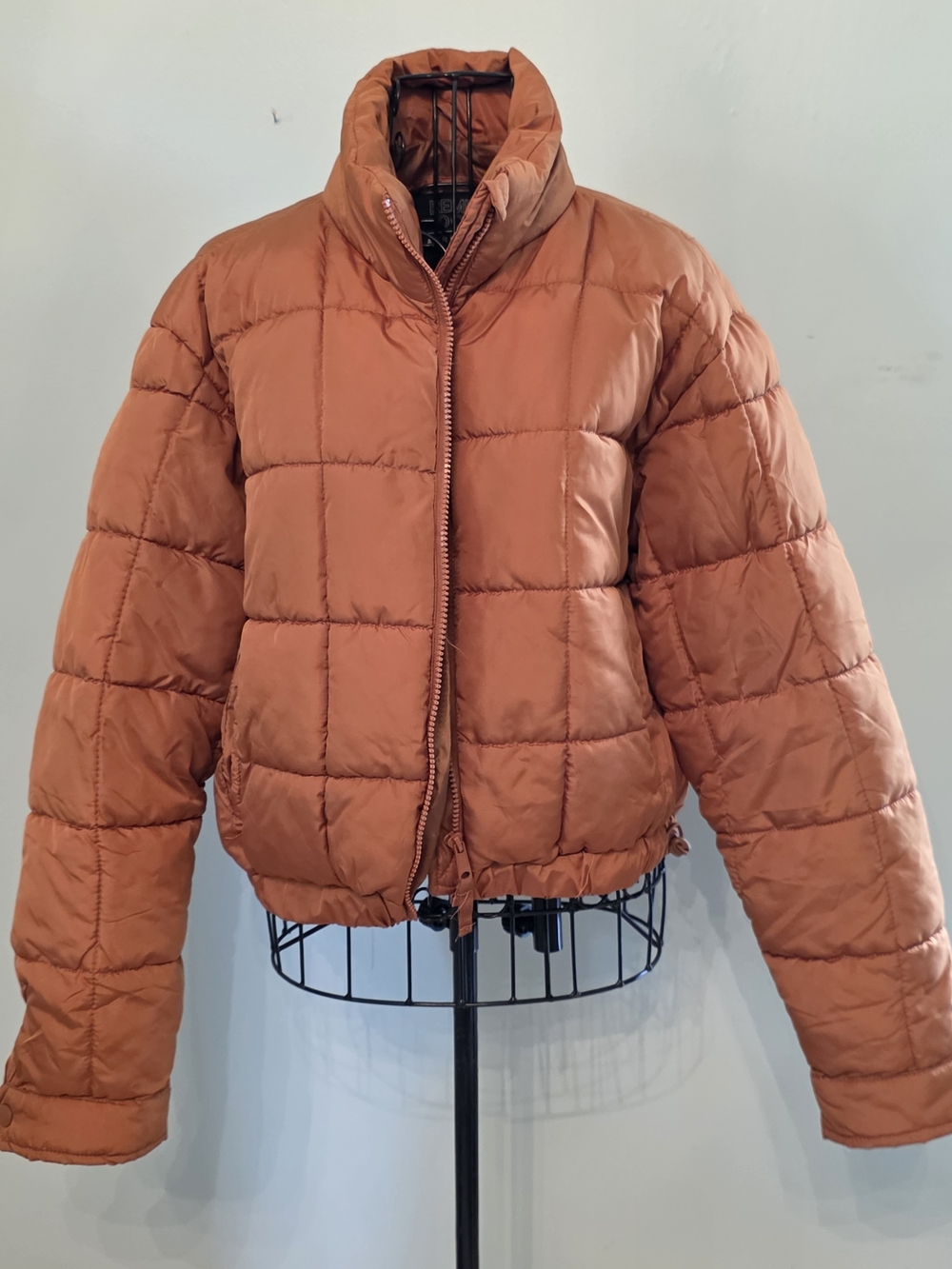 Aeropostale Women's Quilted Puffer Jacket - Rust Orange
